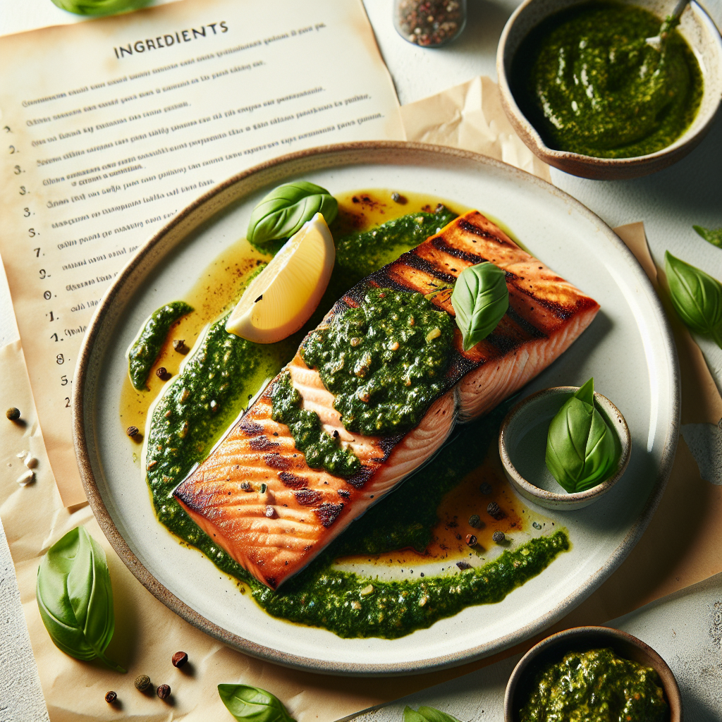 Grillet laks med pesto opskrift